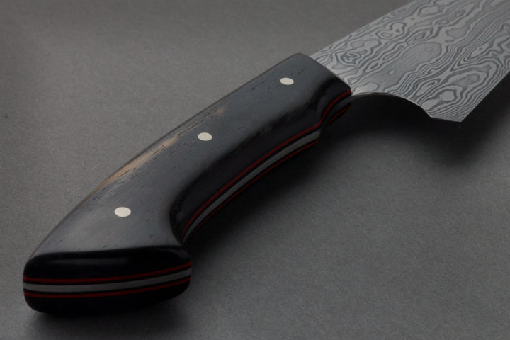 125 mm Damascus Petty - Ebony, handle close-up