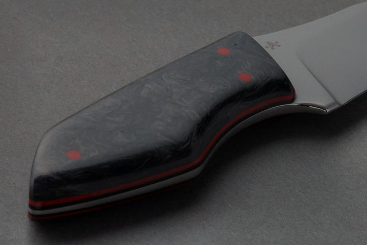 70 mm Stainless Steel Tanto - Carbon Fiber, handle close-up