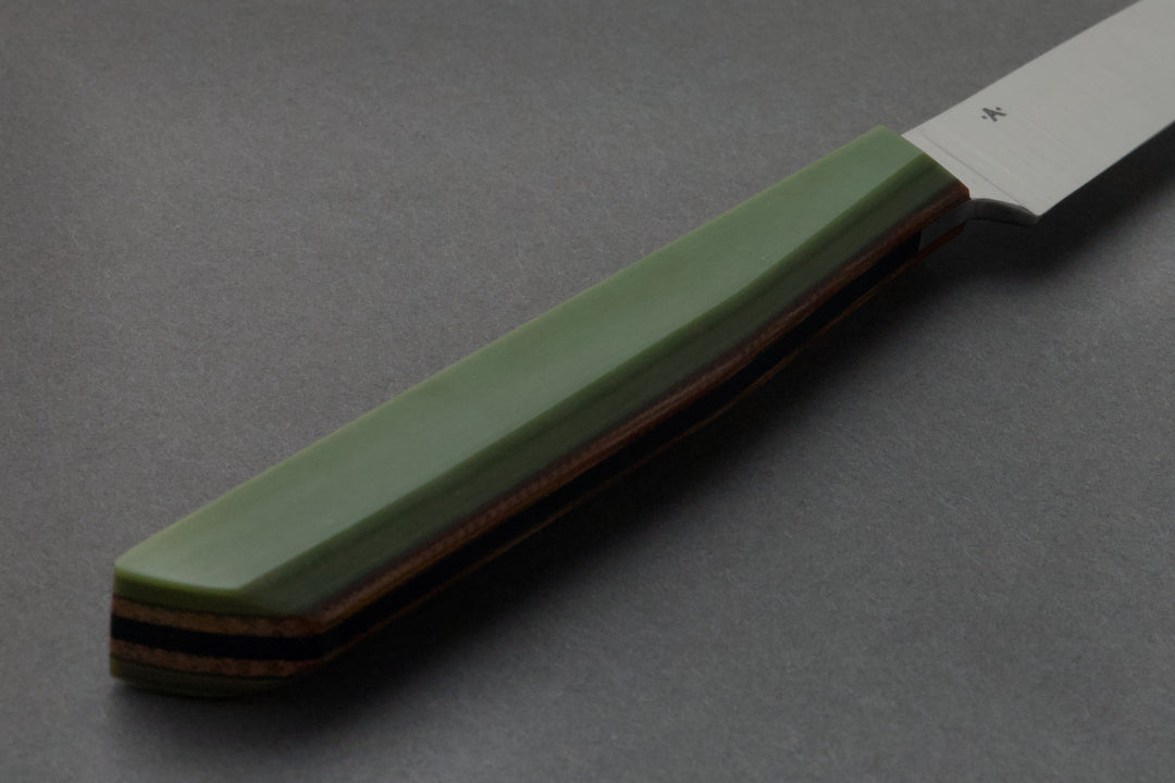 90 mm Stainless Steel Paring - Micarta, handle close-up