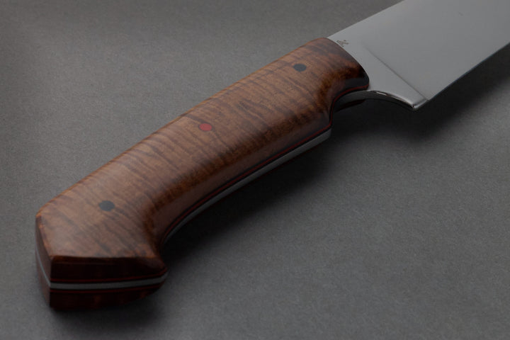 140 mm Stainless Steel Drop Point - Koa, handle close-up