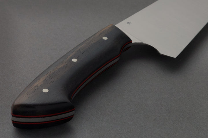 215 mm Stainless Steel Chef - Ebony, handle close-up