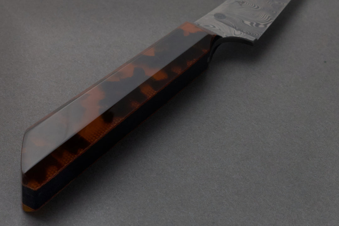 90 mm Damascus Paring - Kirinite, handle close-up