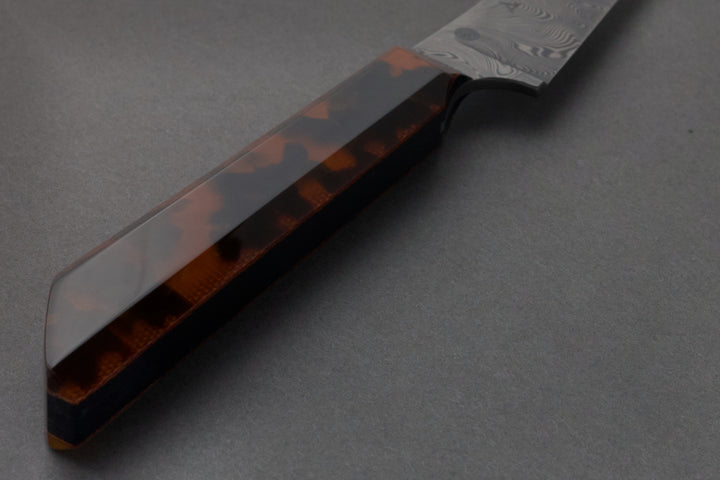 90 mm Damascus Paring - Kirinite, handle close-up