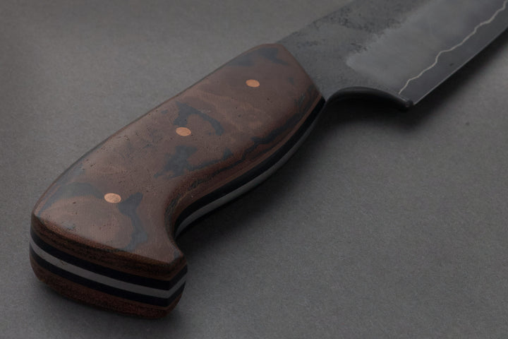 125 mm Carbon Steel Drop Point - Micarta, handle close-up