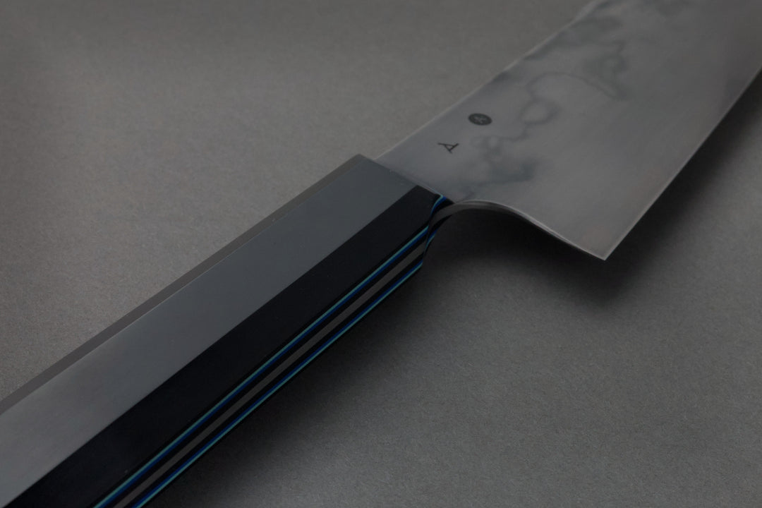 245 mm Carbon Steel Gyuto - Micarta, handle close-up