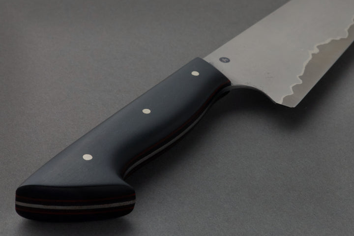 190 mm San Mai Chef - Richlite, handle close-up