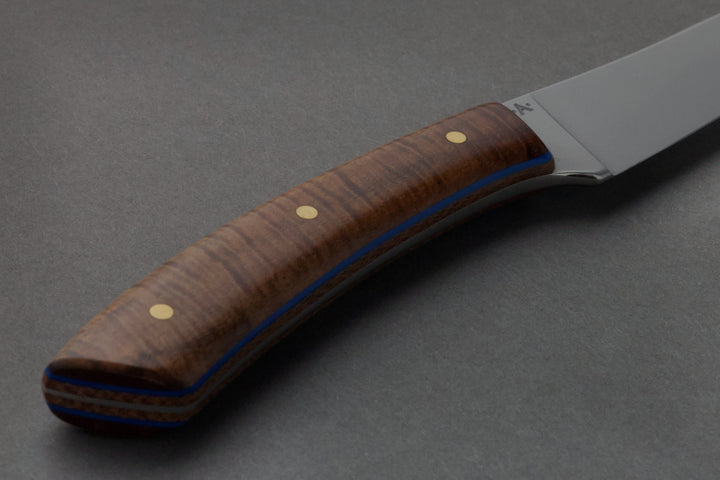 85 mm Stainless Steel Wharncliffe - Koa, handle close-up