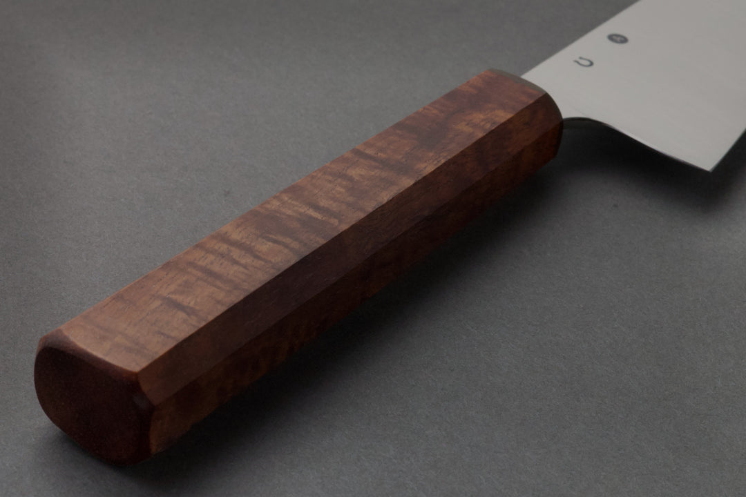 170 mm Stainless Steel Funayuki - Koa, handle close-up