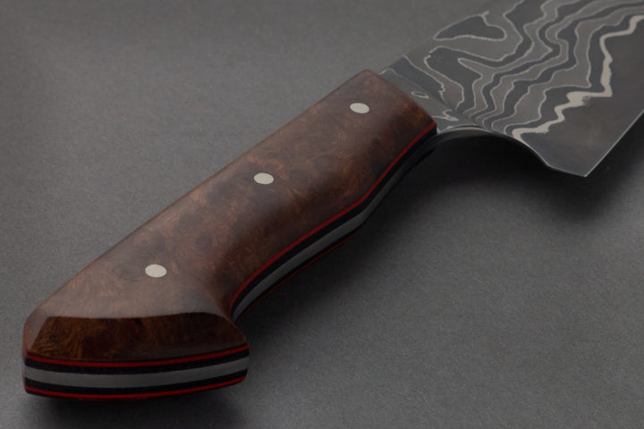 215 mm Damascus Chef - Desert Ironwood, handle close-up