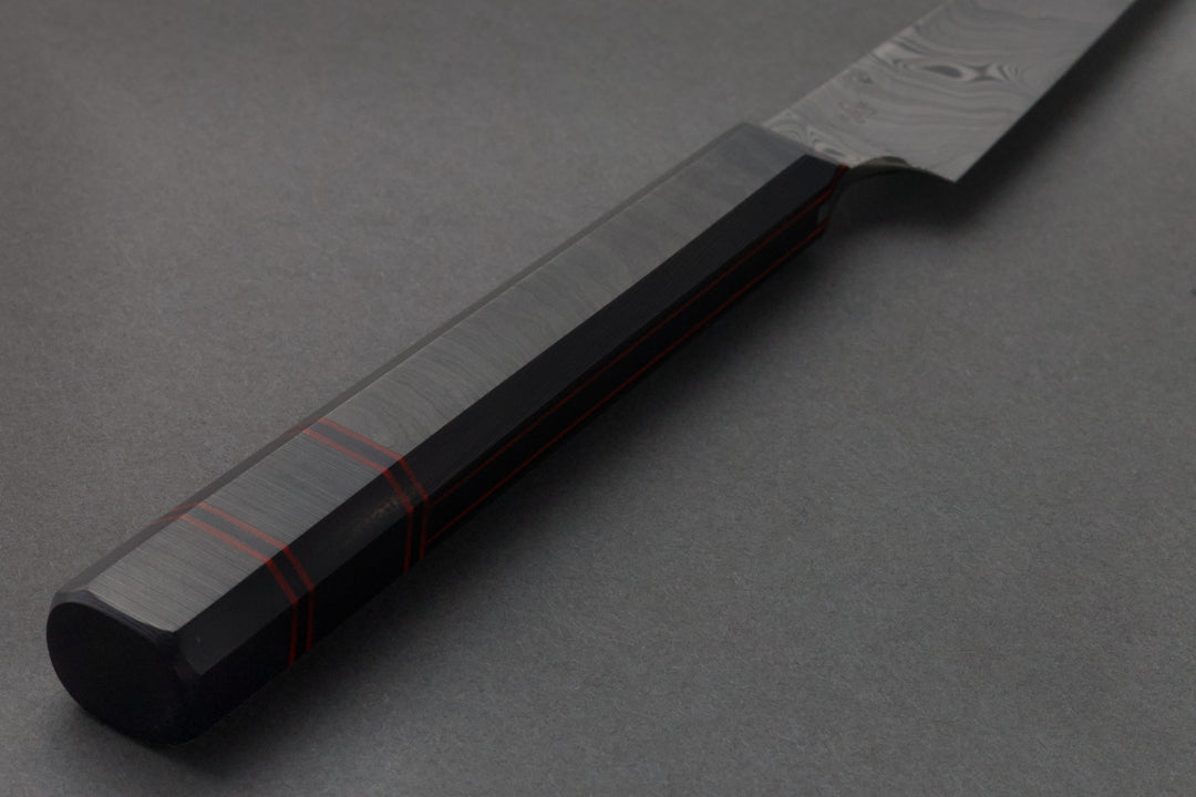 110 mm Damascus Paring - Carbon Fiber, handle close-up