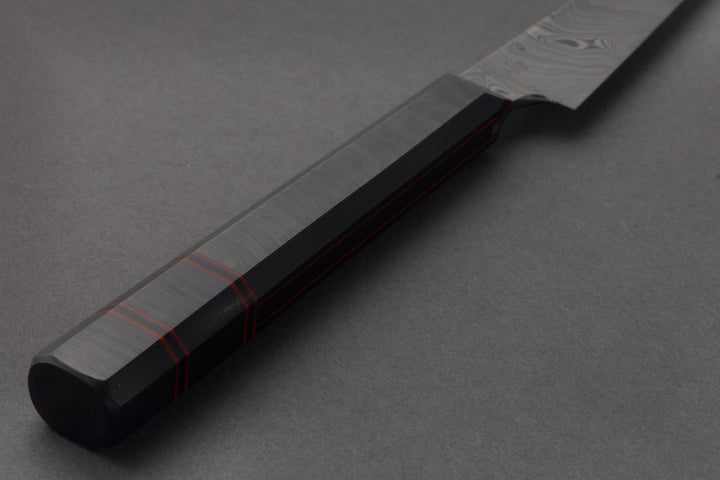 110 mm Damascus Paring - Carbon Fiber, handle close-up