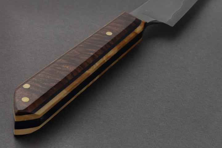 90 mm Damascus Paring - Ringed Gidgee, handle close-up