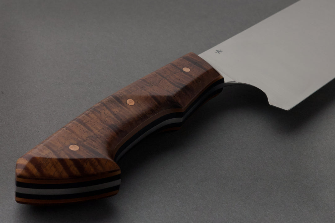 165 mm Stainless Steel Nakiri - Koa, handle close-up
