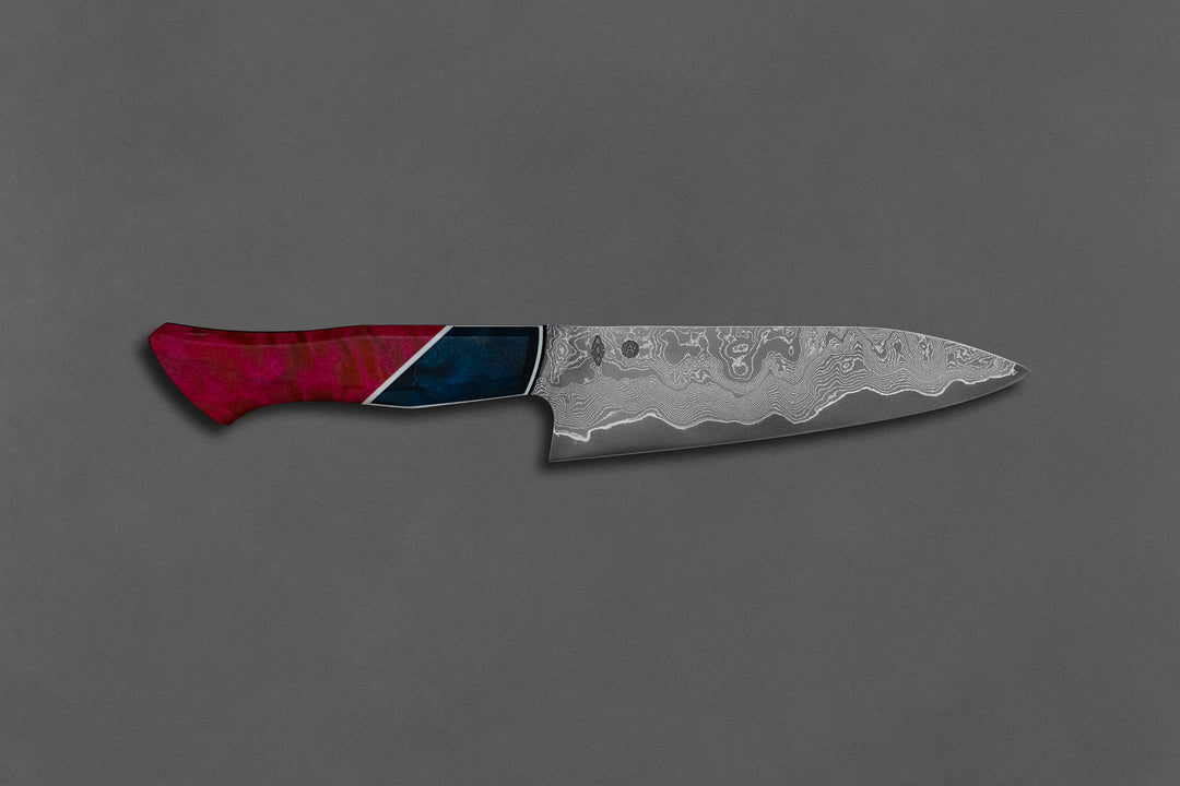145 mm Damascus Petty - Dyed Maple