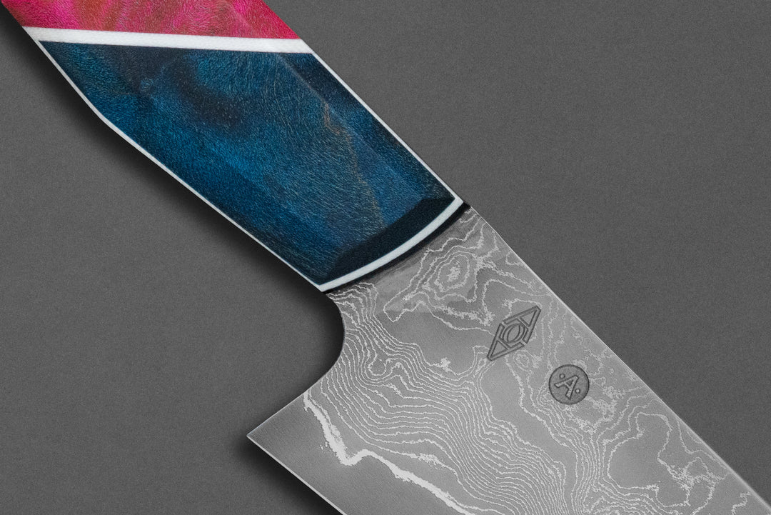 145 mm Damascus Petty - Dyed Maple