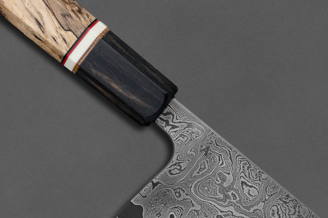 190 mm Carbon Steel Santoku - Spalted Pecan