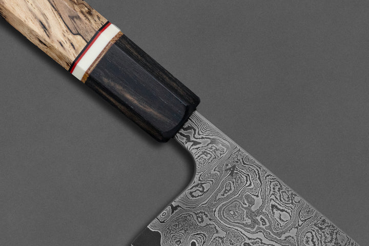 190 mm Carbon Steel Santoku - Spalted Pecan