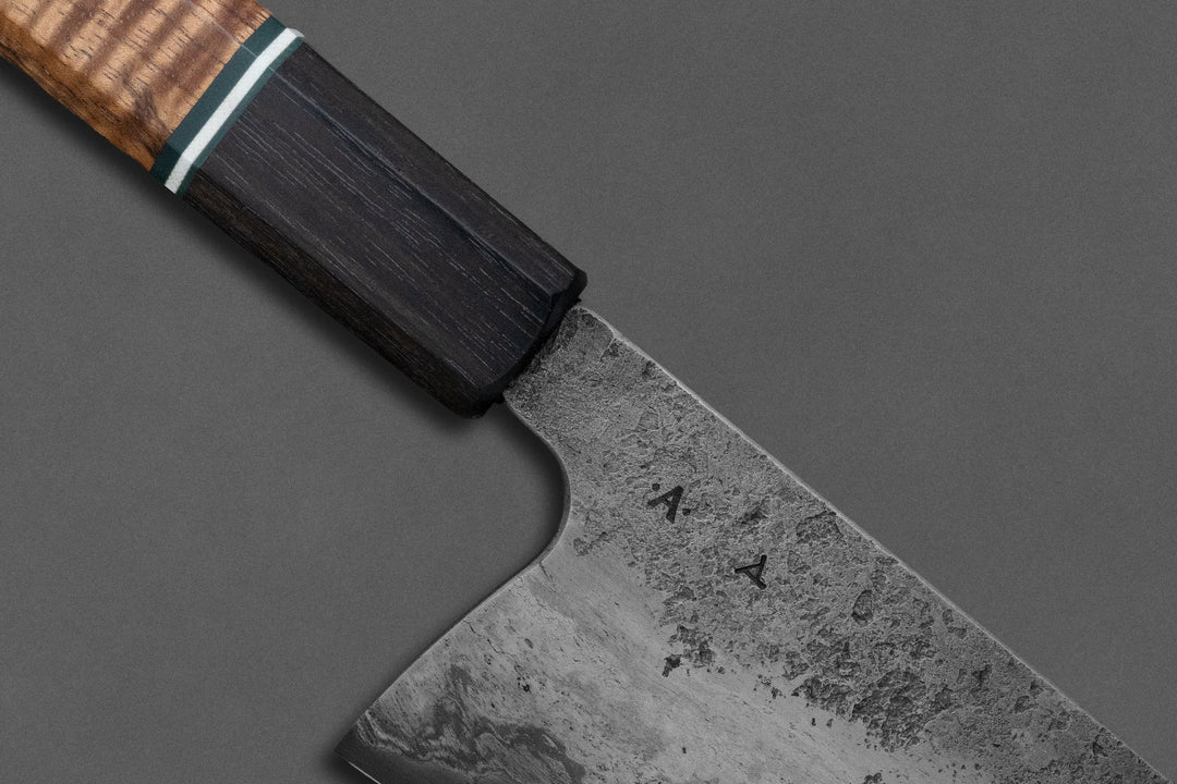 245 mm Carbon Steel Gyuto - Curly Koa