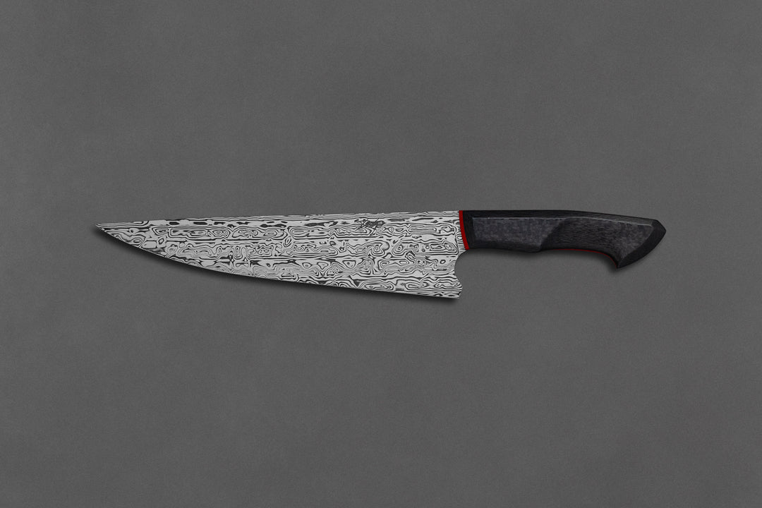 225 mm Damascus Chef - Carbon Fiber