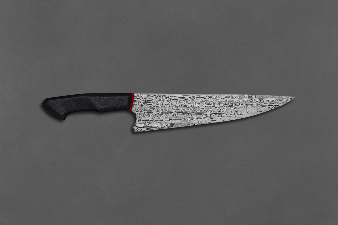 225 mm Damascus Chef - Carbon Fiber