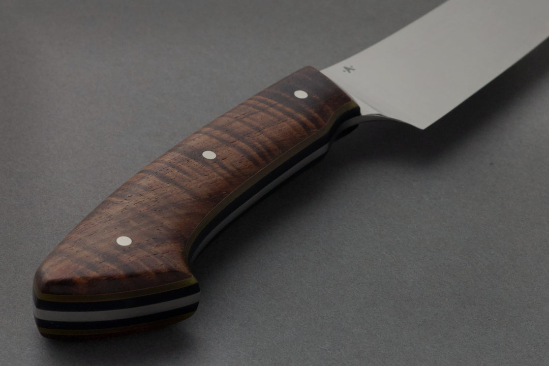 180 mm Stainless Steel Slicer - Koa, handle close-up