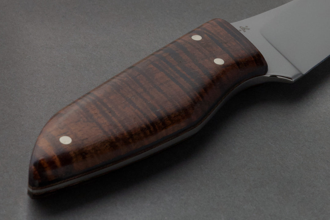 80 mm Stainless Steel Sheepsfoot - Koa, handle close-up