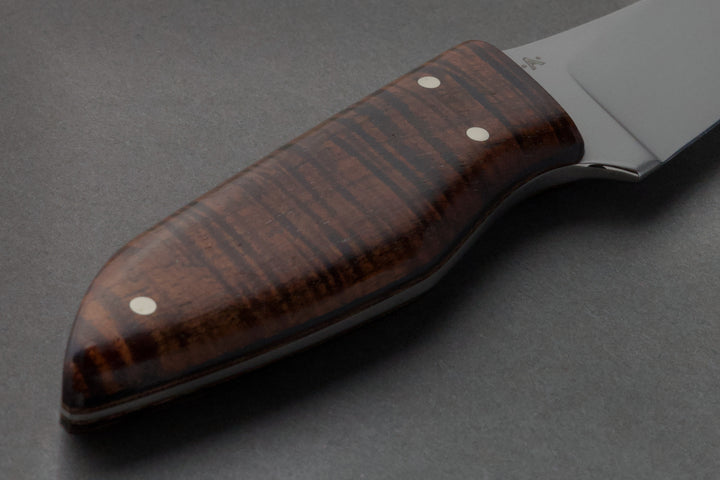 80 mm Stainless Steel Sheepsfoot - Koa, handle close-up