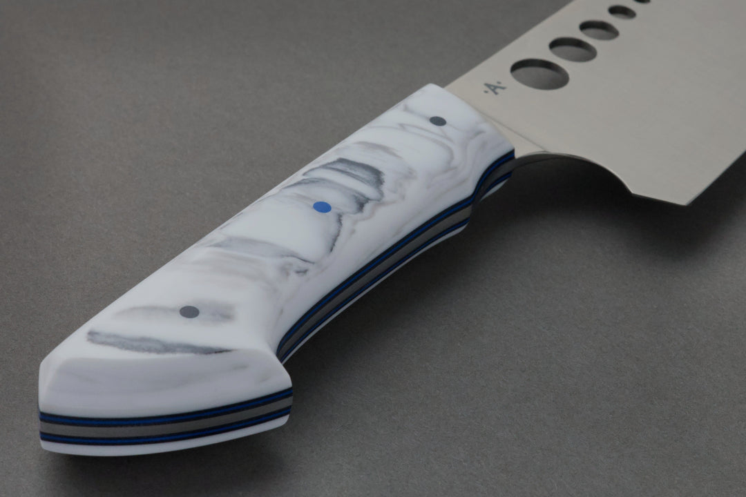 165 mm Stainless Steel Nakiri - Corian, handle close-up