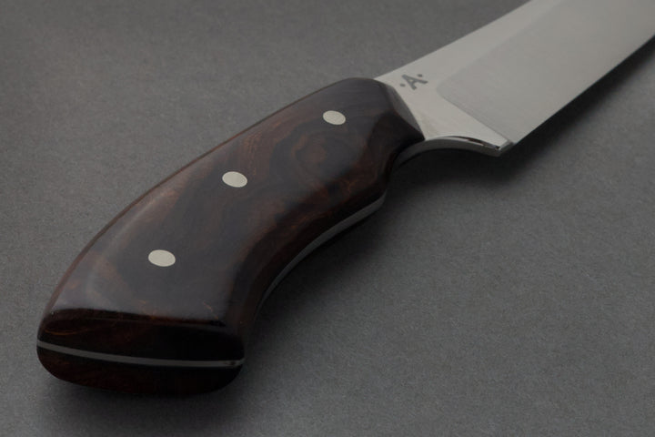 85 mm Stainless Steel Wharncliffe - Desert Ironwood, handle close-up