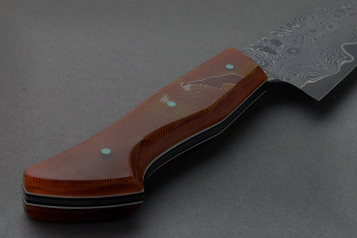 155 mm Damascus Petty - Resin, handle close-up