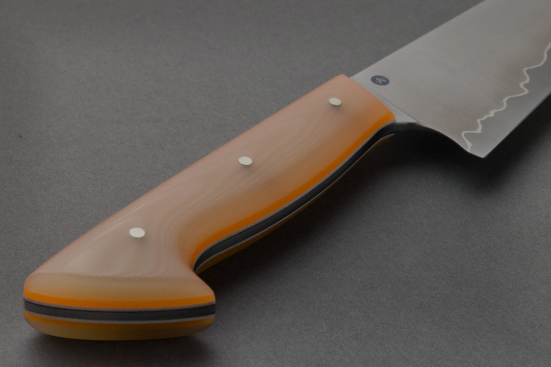 180 mm San Mai Chef - G10, handle close-up