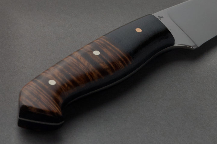 100 mm Stainless Steel Drop Point - Koa, handle close-up