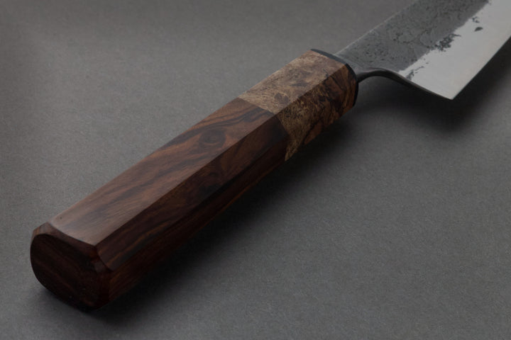 150 mm Carbon Steel Petty - Desert Ironwood, handle close-up